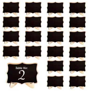 Мини черна дъска 20PCS Етикети за храни Черни дъски за многократна употреба Настолна табела Етикети за храна за сватби Табло за съобщения Номер на таблица