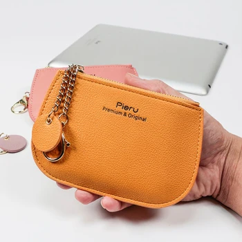 Многофункционален ултра-тънък монета чантата черупка форма жените портфейл с висулка ключодържатели цип дамски карта чанта за жени съединител