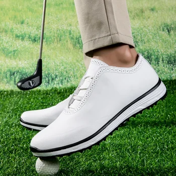 Мъжка професионална голф обувка Мъжка бяла бежова голф тренировъчна обувка Мъжка мода Фитнес голф обувки Размери 37-46