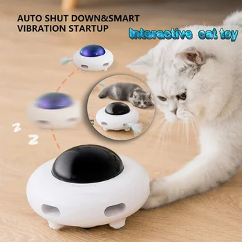 Нов НЛО автоматичен електронен робот за играчки за котки Интелигентен забавен продукт Аксесоари за котенца игри Играйте структура за котки играчки