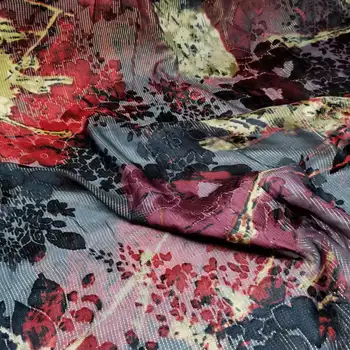 Нов копринен плат мек изгорял модел с метален брокат DIY Swissdot кърпа рокля шал материал