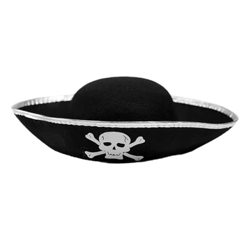 Нова косплей пиратска шапка с навиваща се периферия Театрални представления Триъгълна шапка Жени Мъж Маскарад Парти Правене на фото шапка