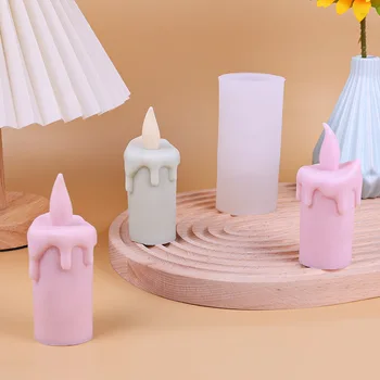 Нова църковна свещ мухъл DIY дълъг полюс цилиндрична свещ вземане комплект домашно ароматерапия свещ силиконови форми