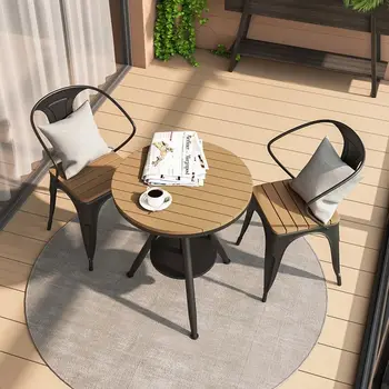 Открит пластмаса дърво отдих маси и столове популярни двор слънцезащита балкон водоустойчив Homestay маса и стол