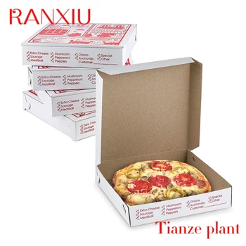 Персонализирана кутия за пица Опаковка Картонена кутия доставчик 6 7 8 9 10 11 12 14 16 18 инча Персонализирана черна картонена хартиена кутия за хранене Кутии за пица Пица