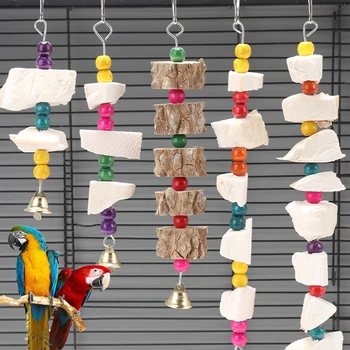 Практичен папагал играчка цветни мъниста почистване на зъбите удебелена кука папагал обучение играчки папагал аксесоари папагал