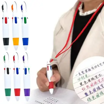 Преносим натискане тип гел писалка 4 цвята прибиращи мастила химикалки с ключодържател ключодържател офис училище студенти доставки