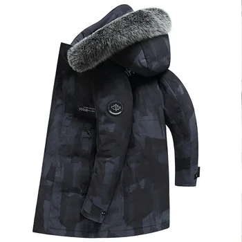 Пухено яке Мъжко облекло Палта със средна дължина Есенно зимно палто Парки Сгъстяване с качулка s Puffer Zm712