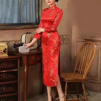 Ретро Cheongsam рокля жени Cheongsam рокля елегантен китайски стил дамски Cheongsam рокли за сватбени партита класически високо