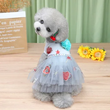 Ръчно изработена кучешка принцеса рокля Малки дрехи за кучета Чихуахуа тюл пола сладък кученце рокля луксозна сватба принцеса рокля кученце