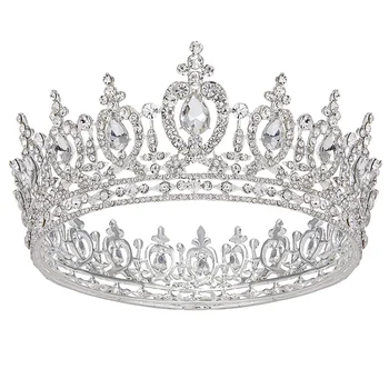 Сватбена корона Тиара Кристална корона за рожден ден за жени Кристал кралица корона булчински парти конкурс корона сватба