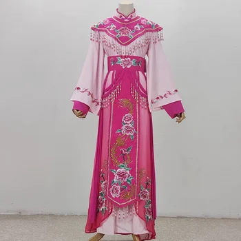Традиционен китайски Yue HuangMei Opera Costume Drama Hanfu Pink Rose Female of the Conquttish Type Outfits Stage Performance