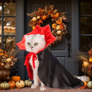 Хелоуин Костюми за домашни любимци Сладък косплей вампирско наметало за малко куче котка коте кученце рокля домашен любимец котка облекло