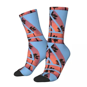 Хип-хоп ретро прост печат Луди мъжки чорапи за компресия Унисекс геометрични Сънсет Бийч Пейзажът Хараджуку Модел Crew чорап