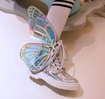 Холографски обувки Танцови ботуши Пеперуда крило момичета изпълняват