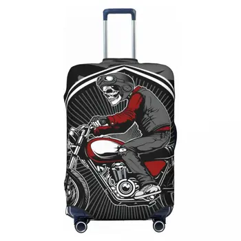 Череп, носещ каска Езда на стар мотоциклет печат багаж защитни прахови капаци еластични водоустойчиви 18-32inch куфар капак