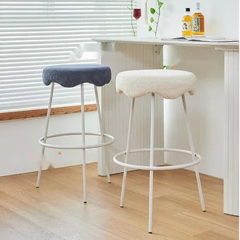 висок стол Скандинавско кадифе бар стол Creative Cloud кръгли столове за хранене прост 75 см високо мляко чай магазин касиер