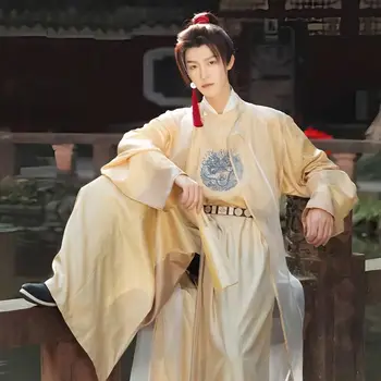 династия Мин Китайски ханфу мъжки древен реколта костюм мъже Ханфу Кралската гвардия Хелоуин Косплей облекло бродерия ханфу