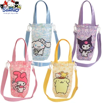 карикатура Sanrios Hello Kitty Cup платно чанта Kuromi Cinnamoroll рамо чанта преносим бутилка вода термос чаша чанта за съхранение