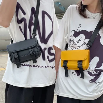 корейски жени мъже рамо crossbody чанти малки Pu кожа чанта студент пратеник телефон чанта мода унисекс чанта 2023 Пътуване