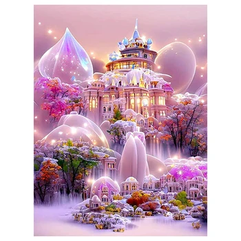 романтичен замък цвете диамант живопис направи си сам кръстат бод мозайка комплекти 5D диамант бродерия дърво приказка свят декорация на дома