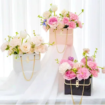 стилен правоъгълник цвете обвивка хартия подаръчни торбички персонализирани цветар чанта рожден ден сватбено тържество доставки