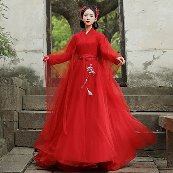 ханфу жени червени китайски традиционна рокля танц фея костюм плюс размер косплей женски принцеса облекло фестивал облекло облекло облекло SL5370