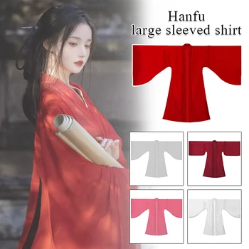 червен ханфу жени древно китайско облекло широк ръкав шифон наметало жилетка палто фестивал костюм танц сцена изпълнение Ханбок