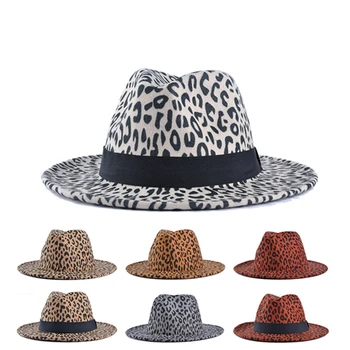 шляпа женская 2020 нов леопард принт топ шапка есенна и зимна джаз шапка имитация кашмир голяма периферия шапка женска топла шапка