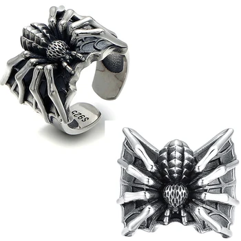 2023 Нео-готически доминиращ мъжки животински пръстен черен паяк пръстен Хелоуин творчески сплав модни бижута празник подарък горещо