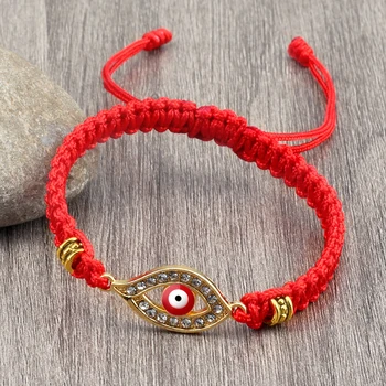 Ръчно изработени въжени плетени гривни турски кристал червено зло око късмет гривна & гривна за жени мъже чар йога маншет